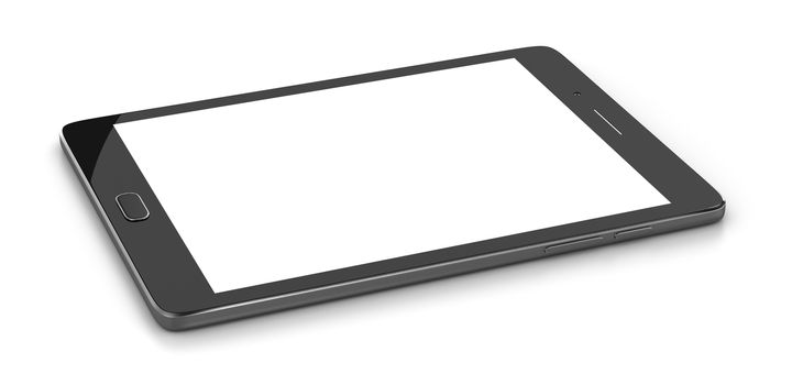 Tablet Pc Turned Off with White Blank Display on White Background 3D Illustration