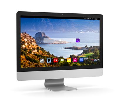 Allinone Personal Computer Monitor on White Background 3D Illustration