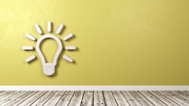 White Light Bulb Shape Against Yellow Wall with Copyspace 3D Illustration