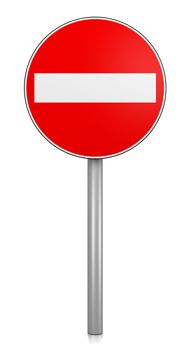 Access Denied Road Sign on White Background 3D Illustration