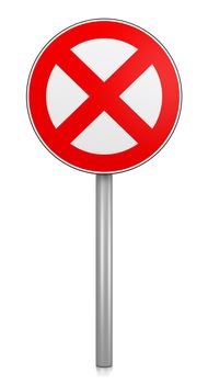 Prohibition Road Sign on White Background 3D Illustration