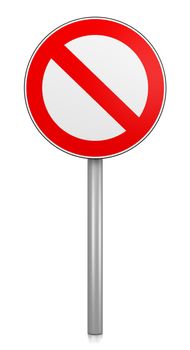 Denied Road Sign on White Background 3D Illustration