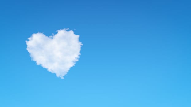 Single Heart Shape Cloud in the Blue Sky with Copyspace