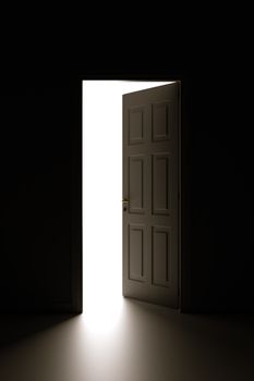 Dark Room with Door Open to the Light 3D Render