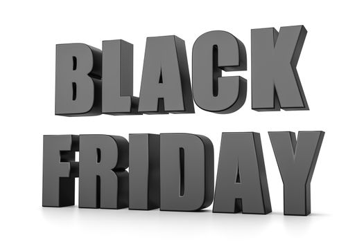 Black Black Friday 3D Text isolated on White Background 3D Illustration