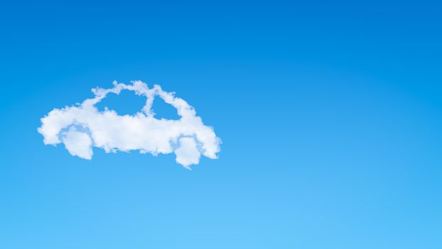 Car Symbol Shape Cloud in the Blue Sky with Copyspace