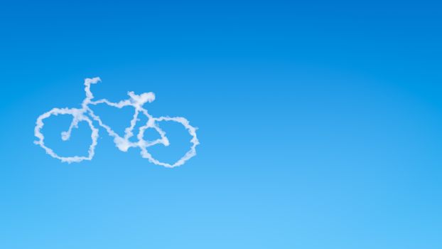 Bicycle Symbol Shape Cloud in the Blue Sky with Copyspace