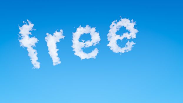 Free Word Text Shape Cloud in the Blue Sky with Copyspace