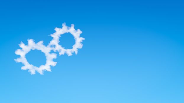 Two Gear Shaped Clouds in the Blue Sky with Copyspace