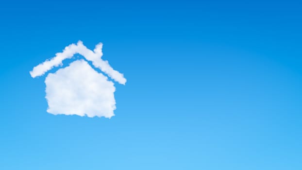 Home Symbol Shape Cloud in the Blue Sky with Copyspace
