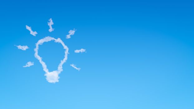 Single Light Bulb Shape Cloud in the Blue Sky with Copyspace