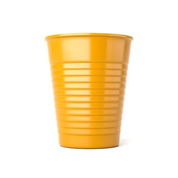 One Orange Plastic Cup Isolated on White Background 3D Illustration