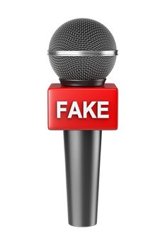 Metallic Red Press Fake News Microphone Isolated on White Background 3D Illustration