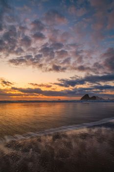 A dramatic and colorful seascape at a northern California beach.