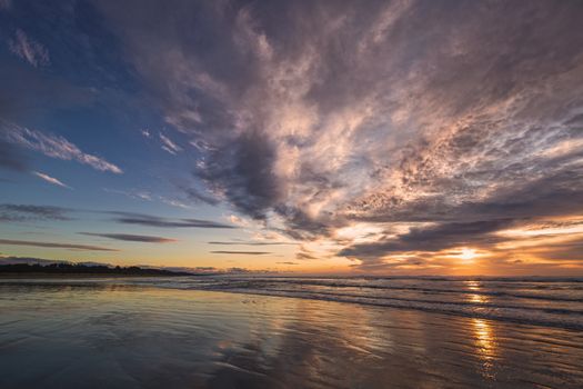 A dramatic and colorful seascape at a northern California beach.