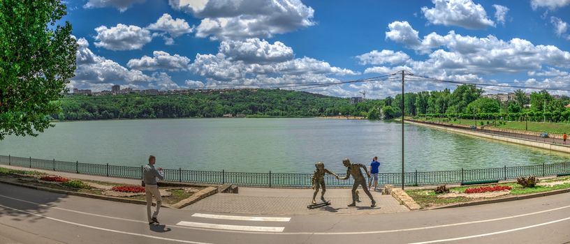 Chisinau, Moldova – 06.28.2019. Sculpture by the Valea Morilor Lake in Chisinau, Moldova