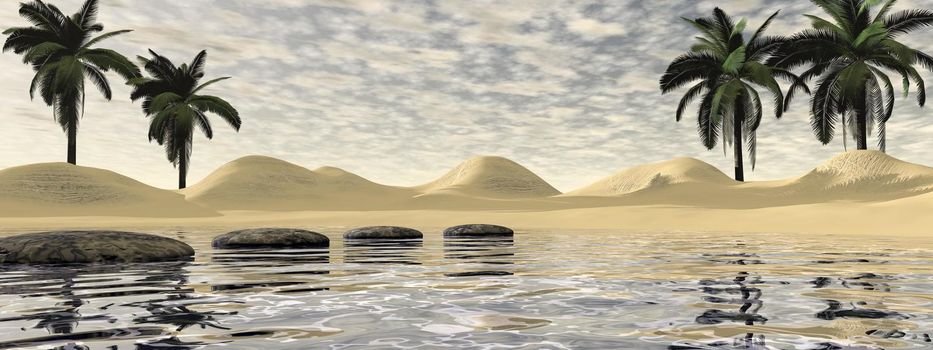 very beautiful landscape of meditation and serenity and sky - 3d rendering