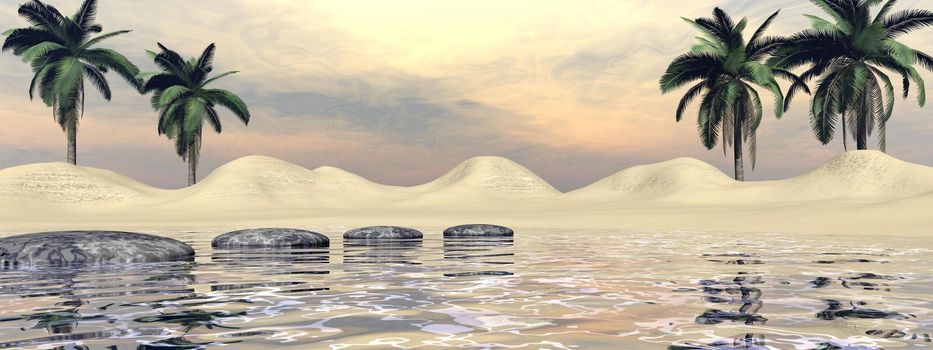 very beautiful landscape of meditation and serenity and sky - 3d rendering