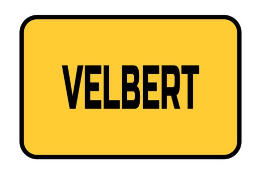 City entrance road sign with caption City Velbert