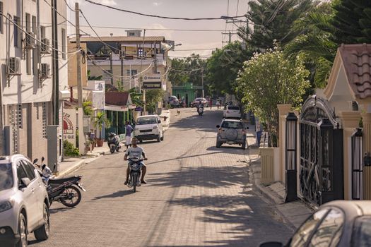 BAYAHIBE, DOMINICAN REPUBLIC 23 DECEMBER 2019: Busy streets in Bayahibe