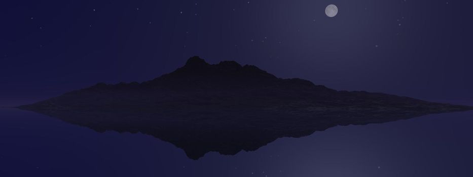 beautiful view of a mountain mirrored on a lake and sky - 3d rendering