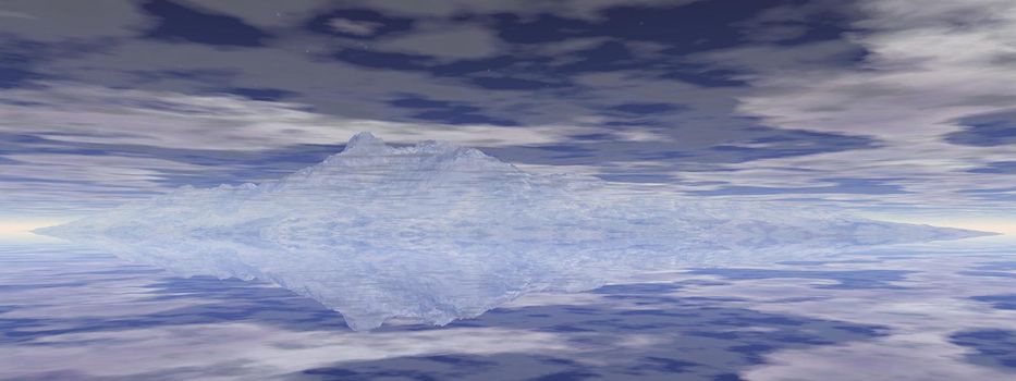 beautiful view of a mountain mirrored on a lake and sky - 3d rendering