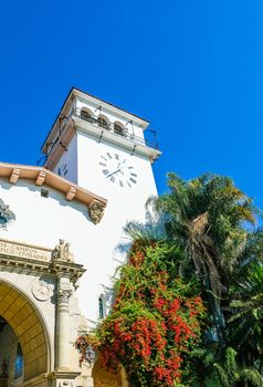 Flowers on Clock Tower in Santa Barbara