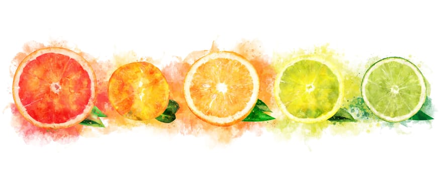 Lemon orange citrus mandarin grapefruit and lime on a background.