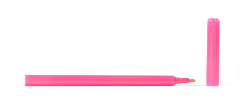 Pink felt-tip pen isolated on white background