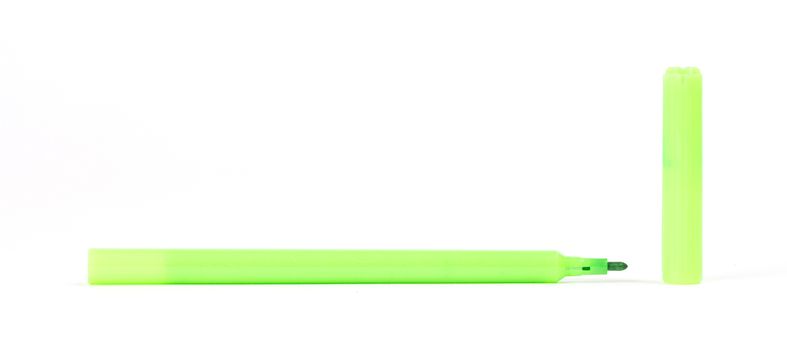 Green felt-tip pen isolated on white background