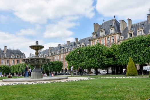 visit of Paris, Seine quay and Eiffel tower, walk in the parks of the capital of France in summer
