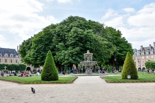 visit of Paris, Seine quay and Eiffel tower, walk in the parks of the capital of France in summer