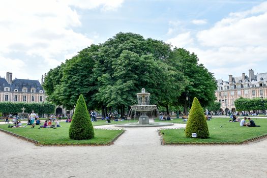 visit of Paris, Seine quay and Eiffel tower, walk in the parks of the capital of France in summer