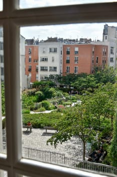 visit of Paris, Seine quay and Eiffel tower, walk in the parks of the capital of France in summer
