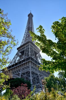 visit of Paris, Seine quay and Eiffel tower, walk in the parks of the capital of France in summer