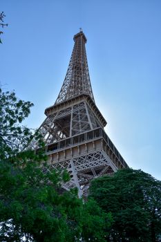 visit of Paris, Seine quay and Eiffel tower, walk in the parks of the capital of France in summer