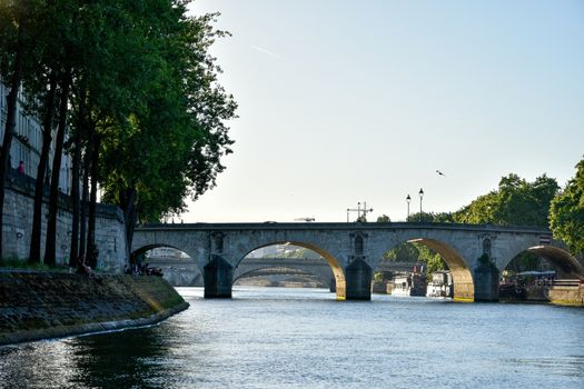 visit of Paris, Seine quay and Eiffel tower, walk in the parks of the capital of France in summer