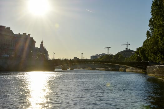 visit of Paris, Seine quay and Eiffel tower, walk in the parks of the capital of France in summer