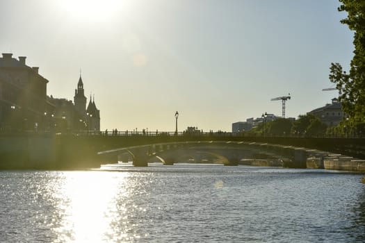 visit of Paris, Seine quay and Eiffel tower, walk in the parks of the capital of France in summer