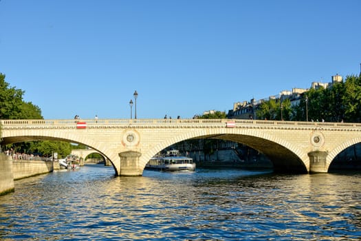 visit of Paris, Seine quay and Eiffel tower, walk in the parks of the capital of France in summer