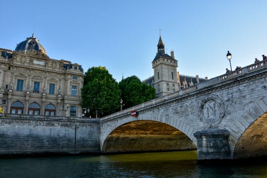 visit of Paris, Seine quay and Eiffel tower, walk in the parks of the capital of France in summer