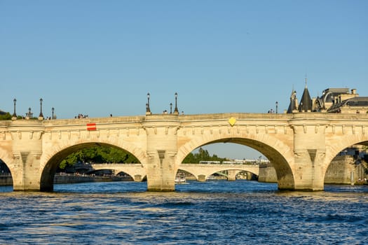 visit of Paris, Seine quay and Eiffel tower, walk in the parks of the capital of France in summer