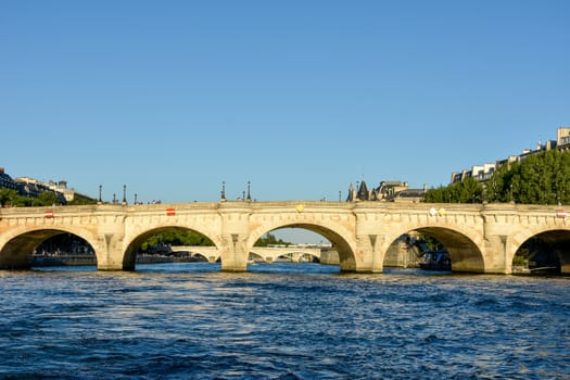 visit of Paris, Seine quay and Eiffel tower, walk in the parks of the capital of France in summer