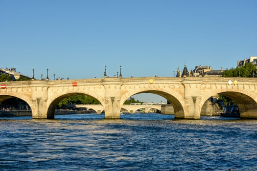 visit of Paris, Seine quay and Eiffel tower, walk in the parks of the capital of France in summer