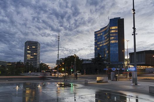 beautiful view of Quartier des Nations in Geneva in Switzerland and sky