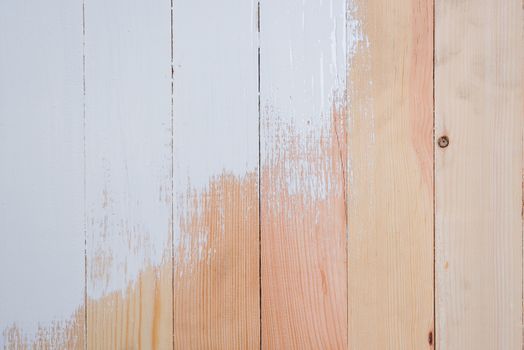 Top view of white paint on wooden pallet texture for copy space background