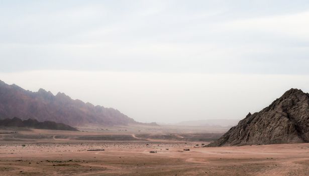 landscape panoramic view desert with rocky mountains without people in Sharm El Sheikh Egypt