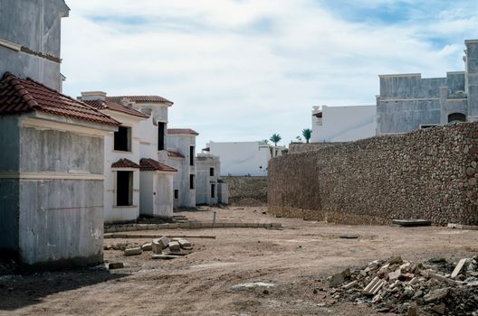 abandoned hotel on a street without people during the crisis in Sharm El Sheikh Egypt
