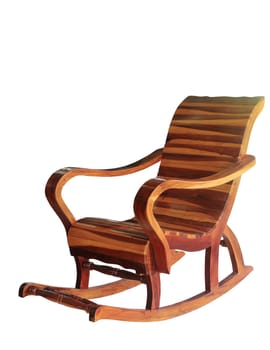 Wooden rocking chair isolated on white background, clipping path.