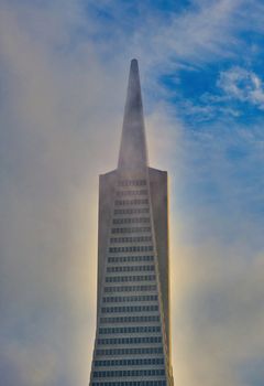 Office Tower in Morning Fog in San Francisco